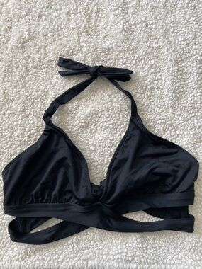 Kona Sol Black Halter Wrap Bikini Top Size XL